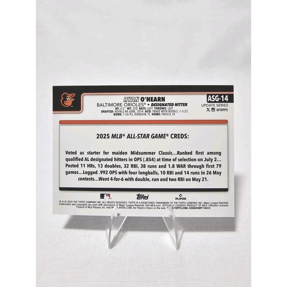 Ryan O'Hearn 2025 Topps Update #ASG-14 2025 All-Star Game Baltimore Orioles